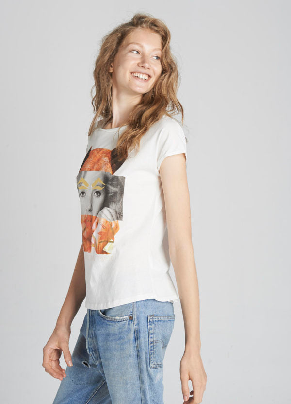 Camiseta Dear Tee mujer BEAR GLITTER COLLAGE-white