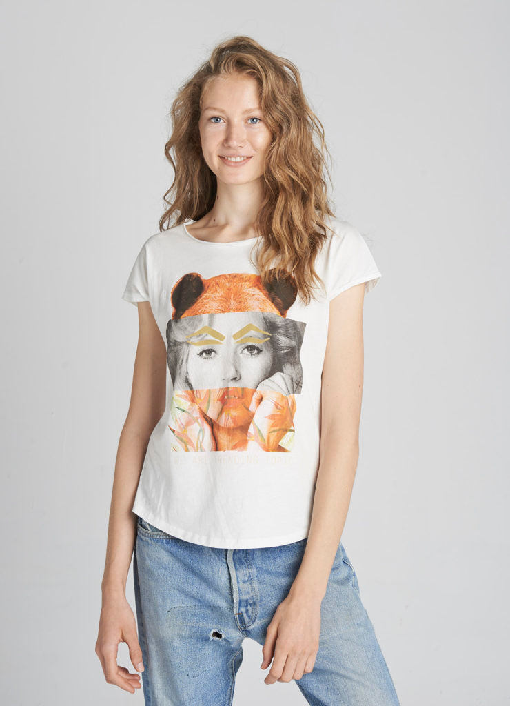 Camiseta Dear Tee mujer BEAR GLITTER COLLAGE-white