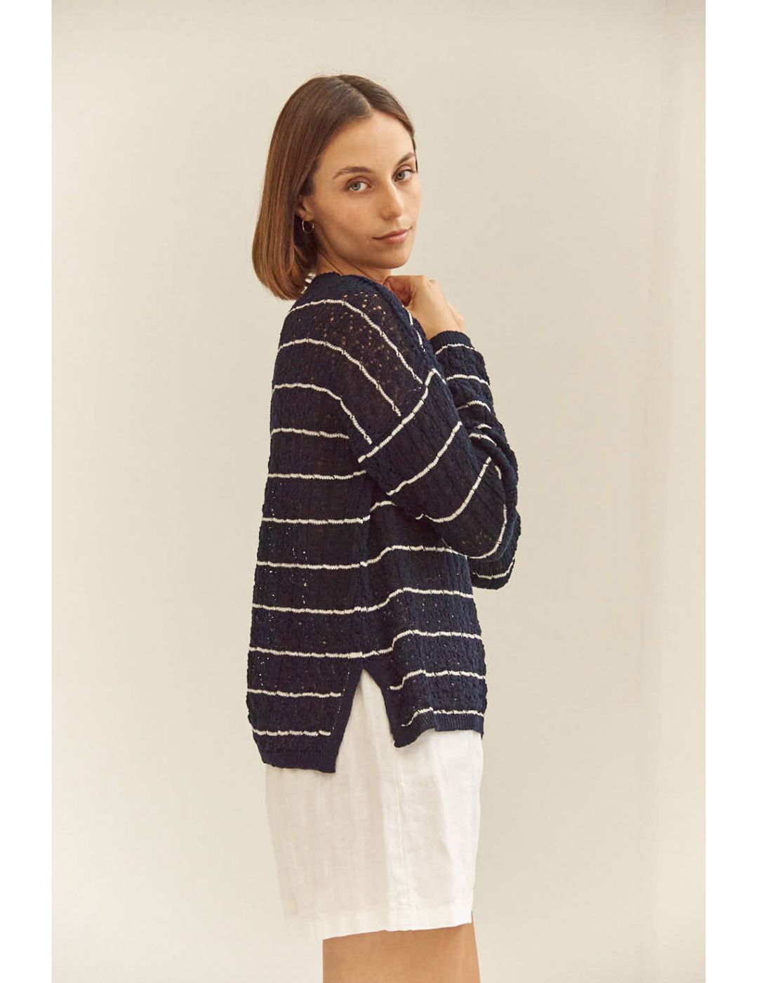 Jersey Mus & Bombon Suncata Fluido Navy y crudo