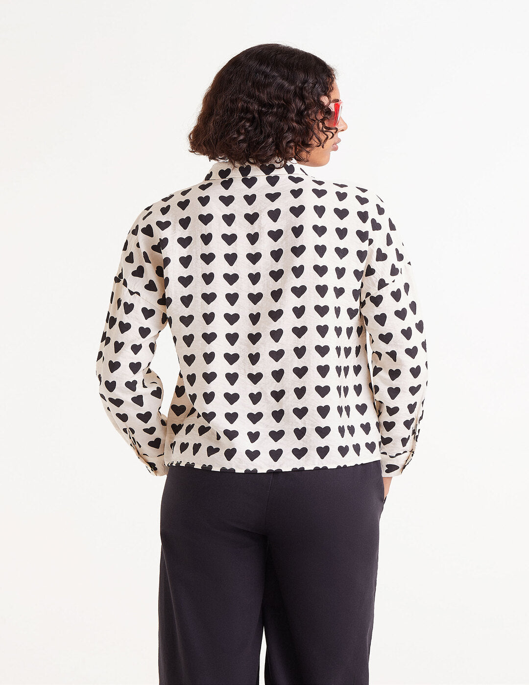 Camisa Compañía Fantástica Fluida Estampado De Corazones