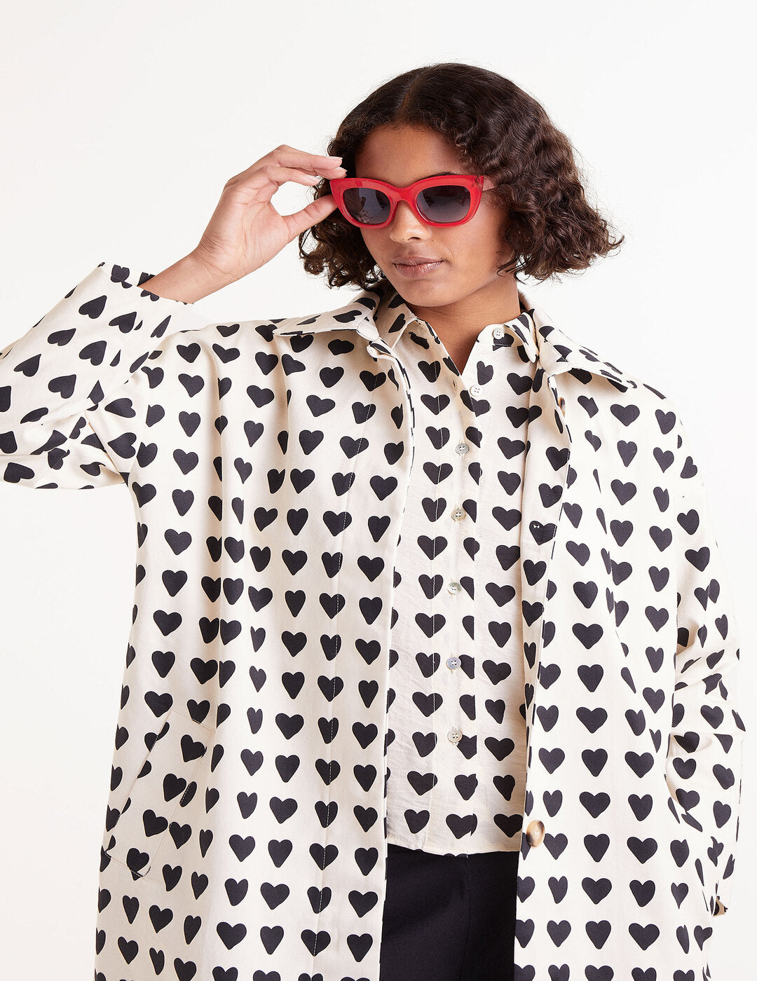 Camisa Compañía Fantástica Fluida Estampado De Corazones