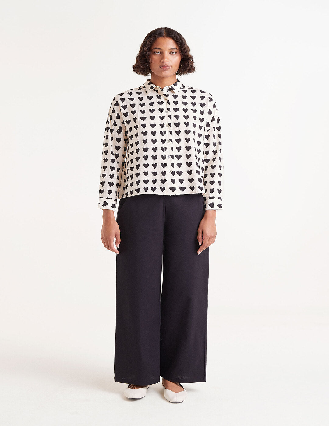 Camisa Compañía Fantástica Fluida Estampado De Corazones