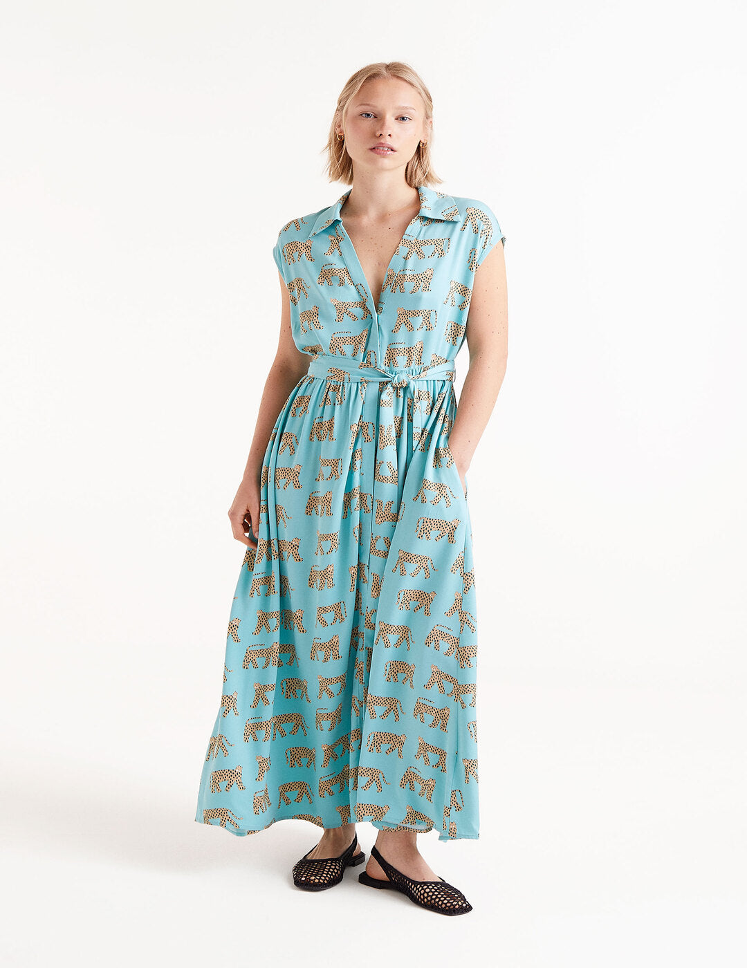 Vestido Compañía Fantástica Largo Estampado De Jaguar