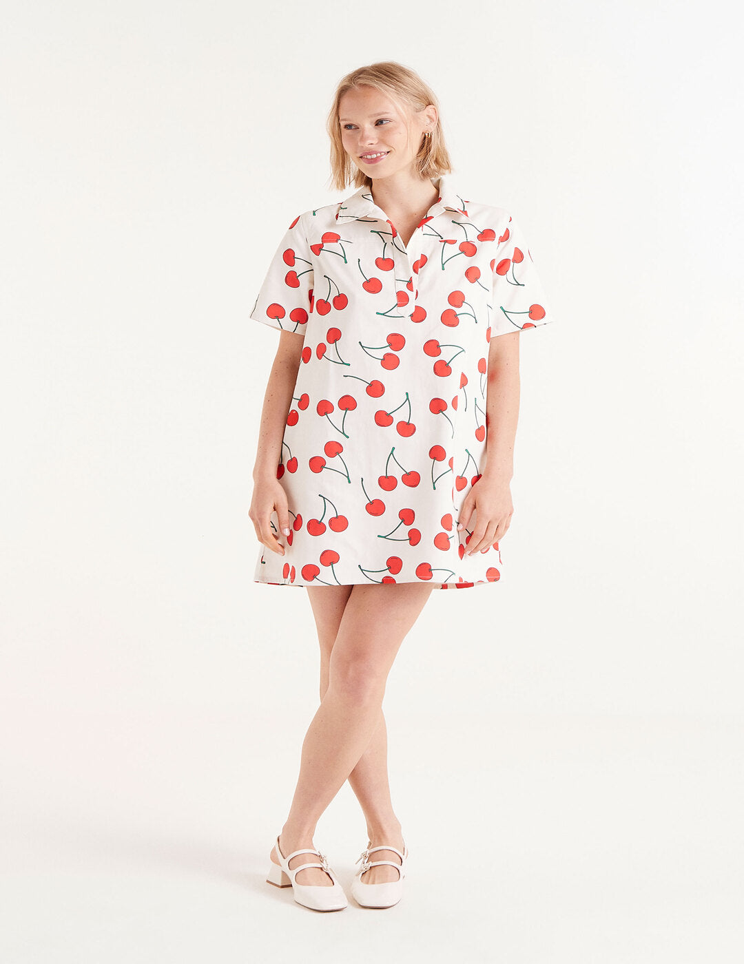 Vestido Compañía Fantástica Corto Estampado De Cerezas