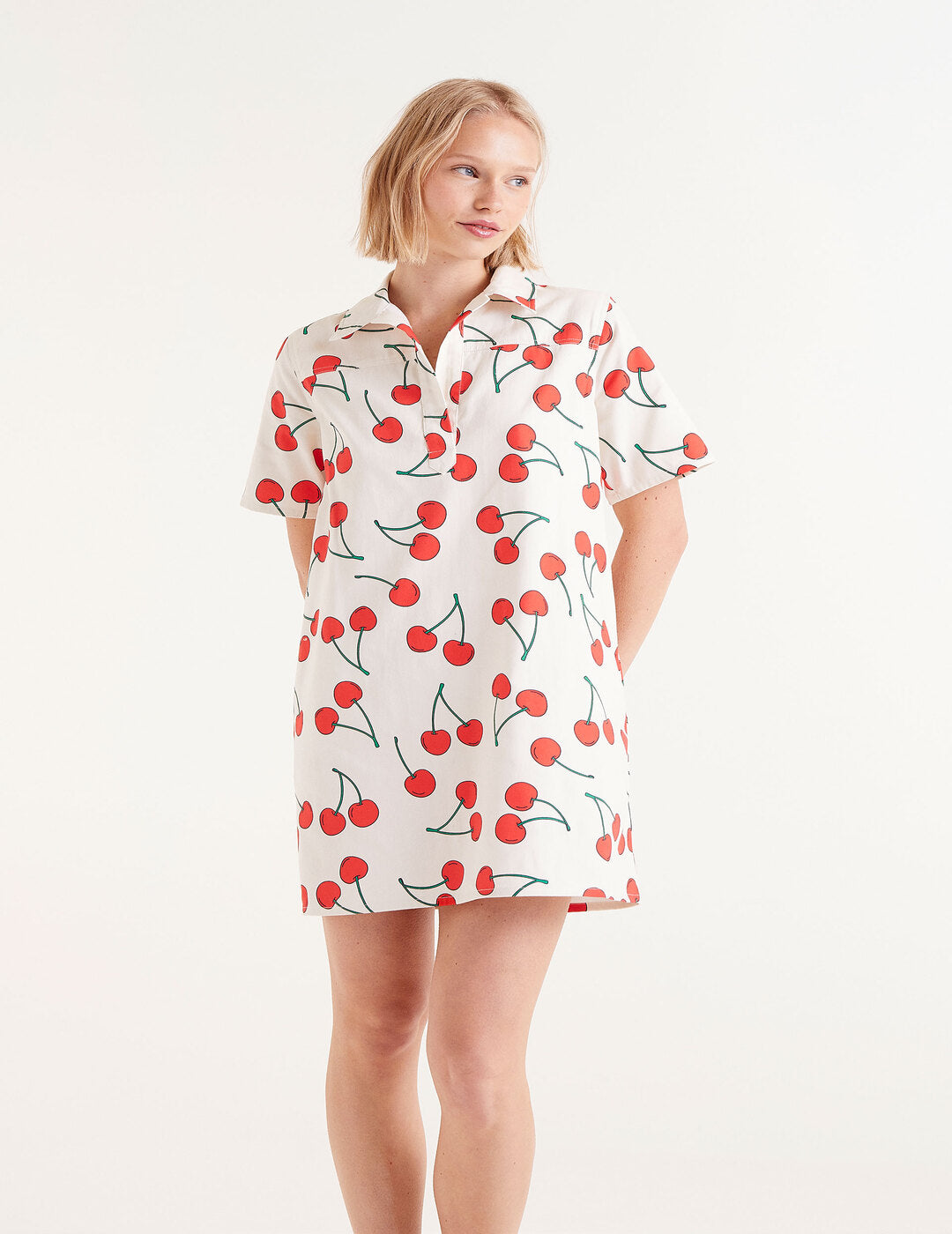 Vestido Compañía Fantástica Corto Estampado De Cerezas