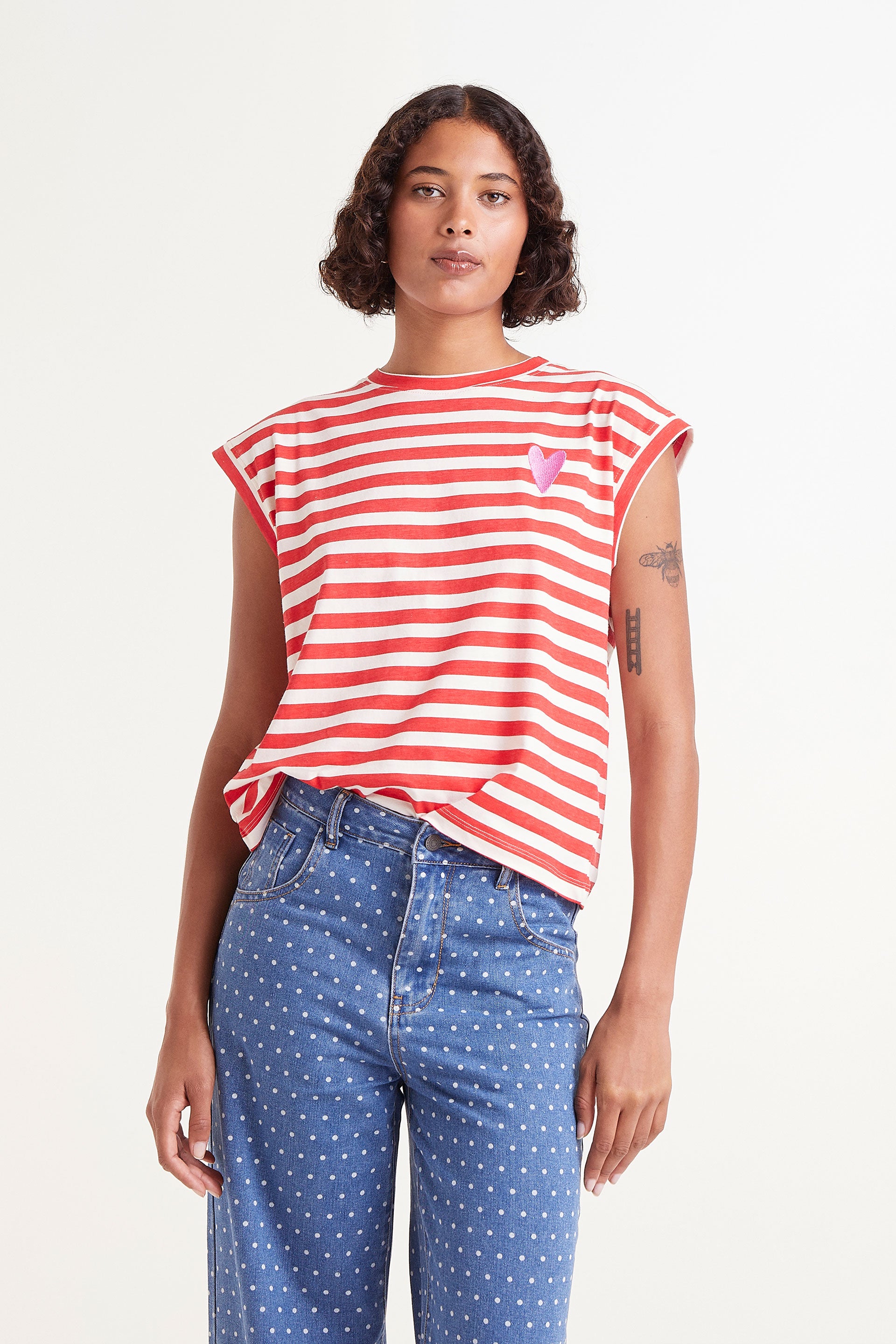 Camiseta Compañía Fantástica Sin Mangas Rayas Rojas