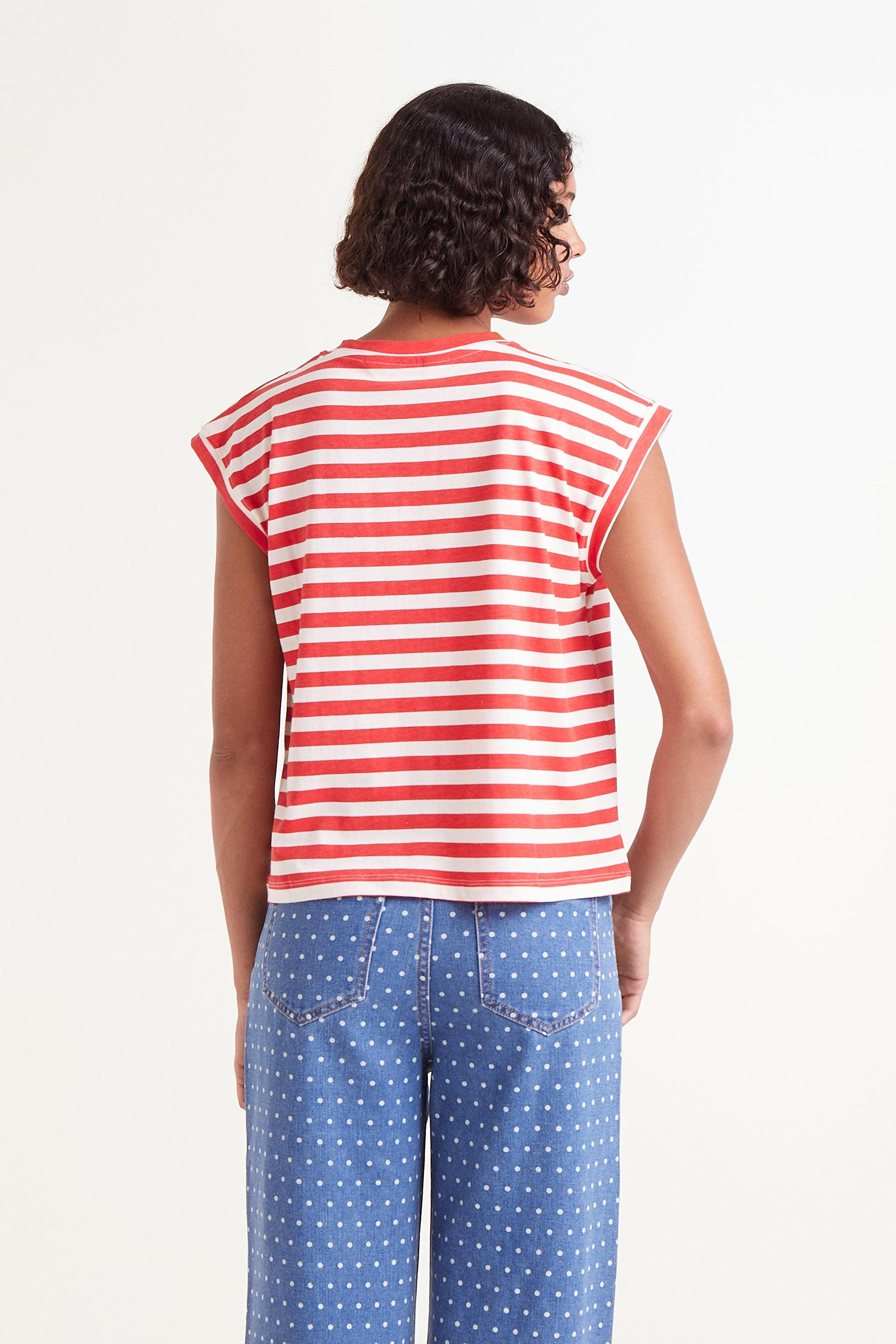 Camiseta Compañía Fantástica Sin Mangas Rayas Rojas