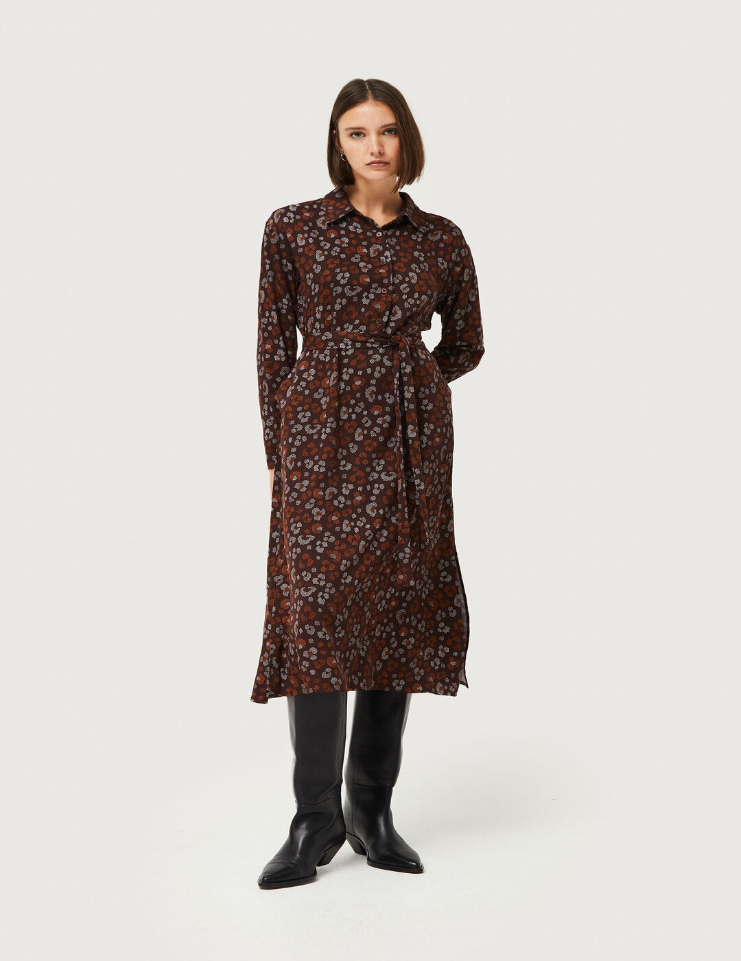 Vestido Compañía Fantástica Midi Camisero Estampado Animal Amur