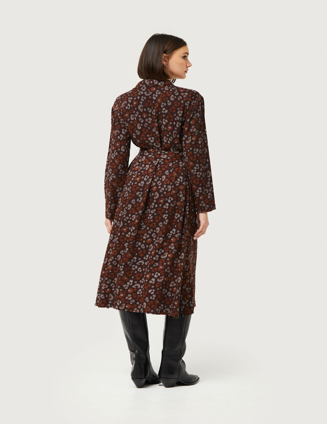 Vestido Compañía Fantástica Midi Camisero Estampado Animal Amur