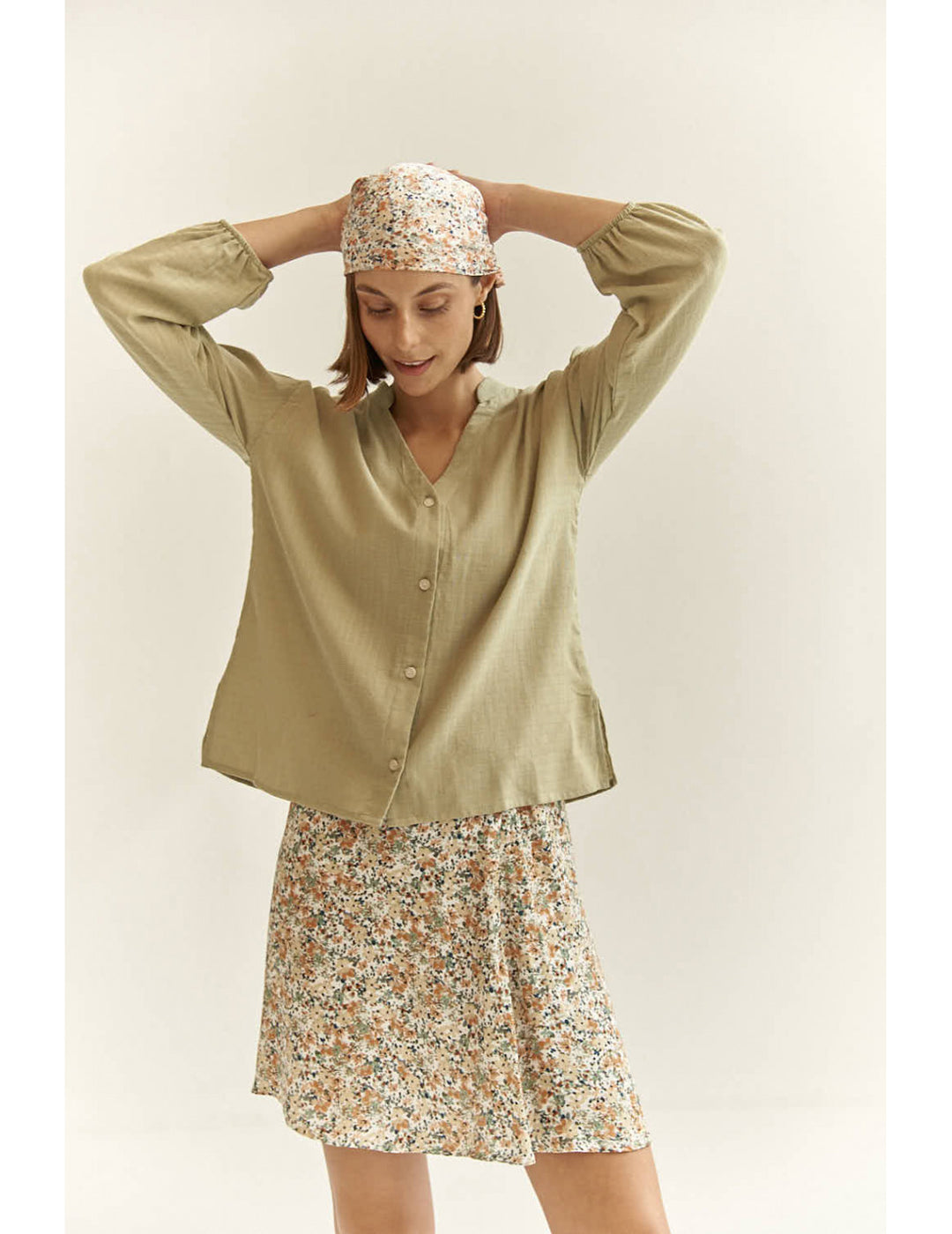 Camisa Mus & Bombon Agard Con Manga Abullonada Verde