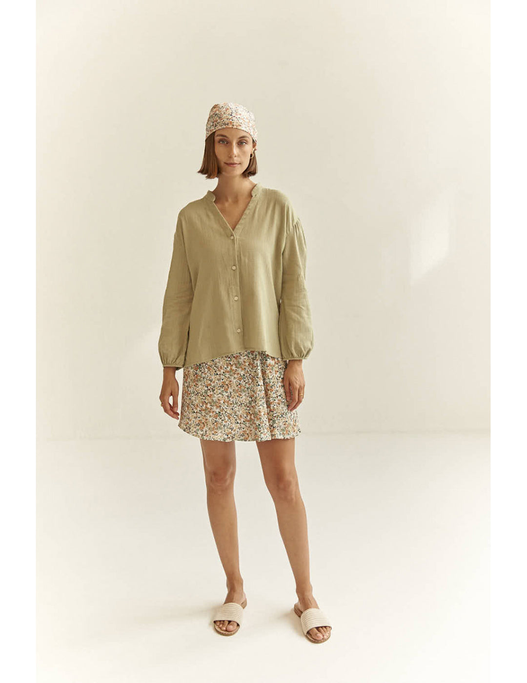 Camisa Mus & Bombon Agard Con Manga Abullonada Verde