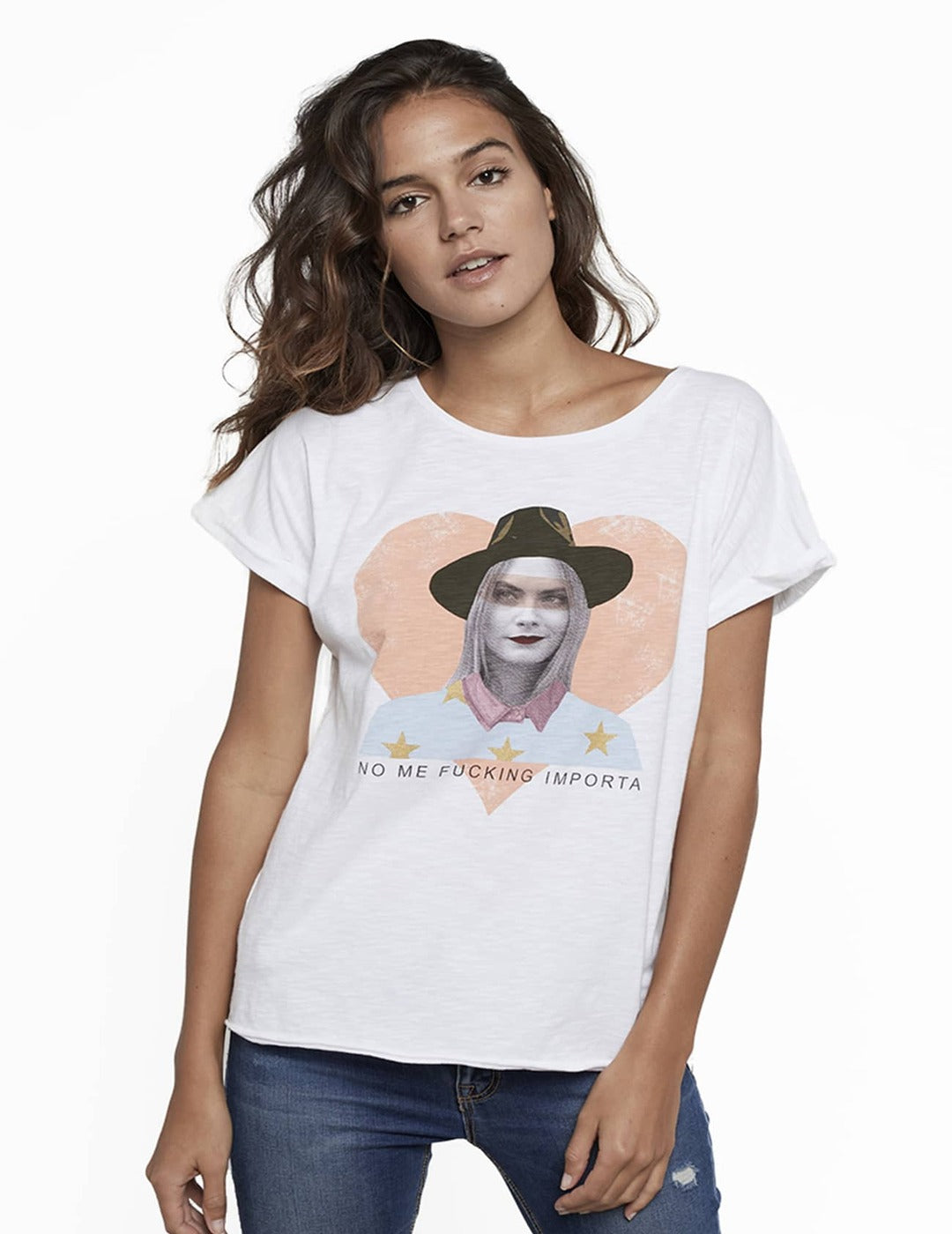 Camiseta Dear Tee Mujer Cara Corazón Blanco