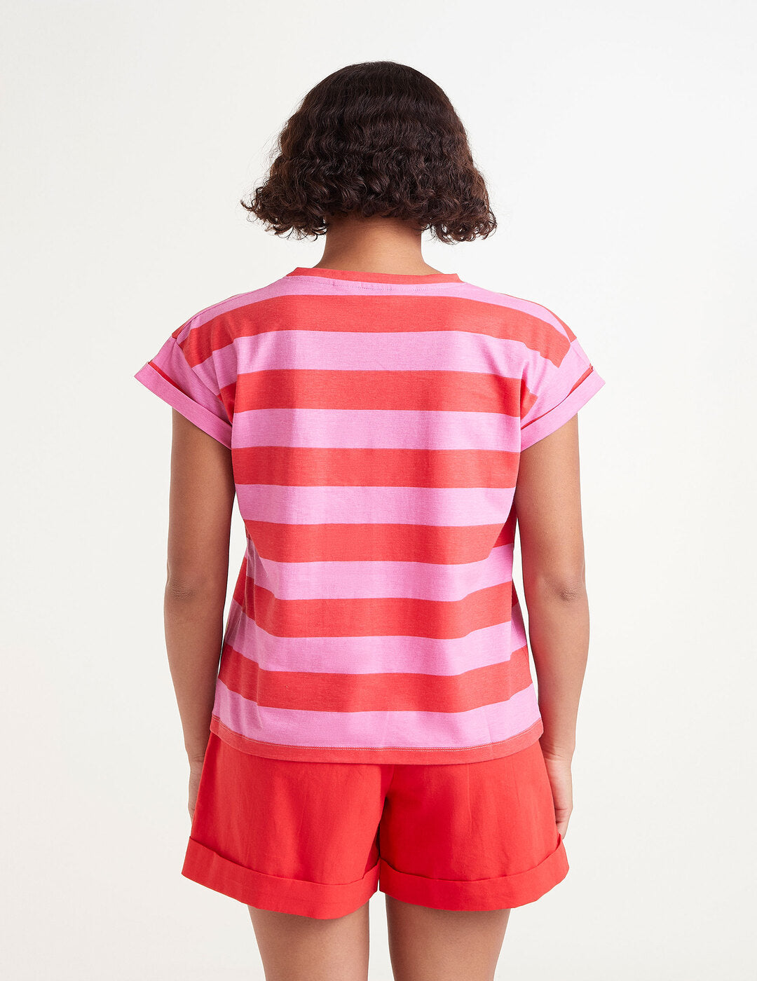Camiseta Compañía Fantástica Rayas Rojo y Rosa