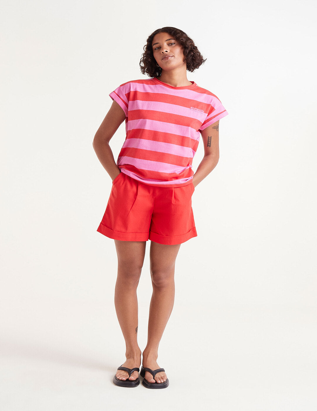Camiseta Compañía Fantástica Rayas Rojo y Rosa