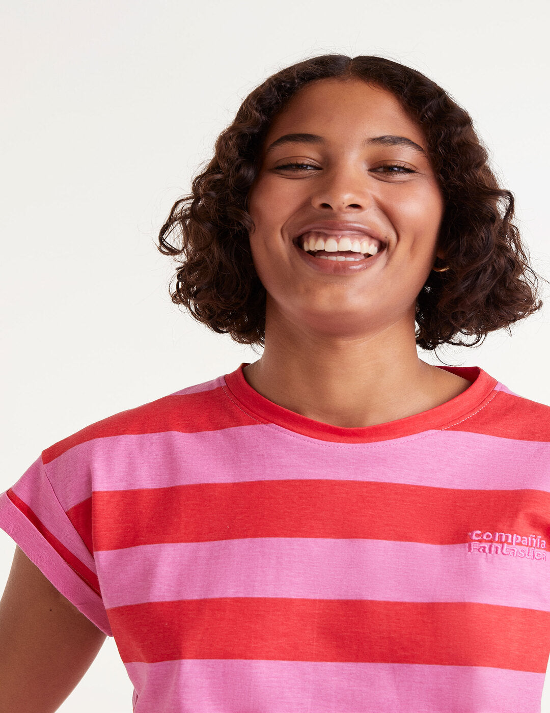 Camiseta Compañía Fantástica Rayas Rojo y Rosa
