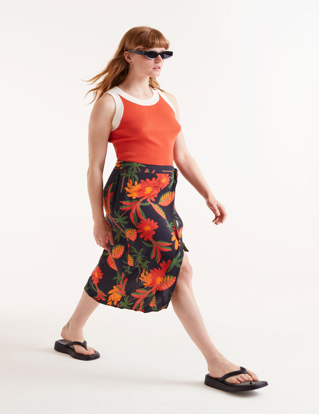 Falda Compañía Fantástica Midi Estampado Floral Famara