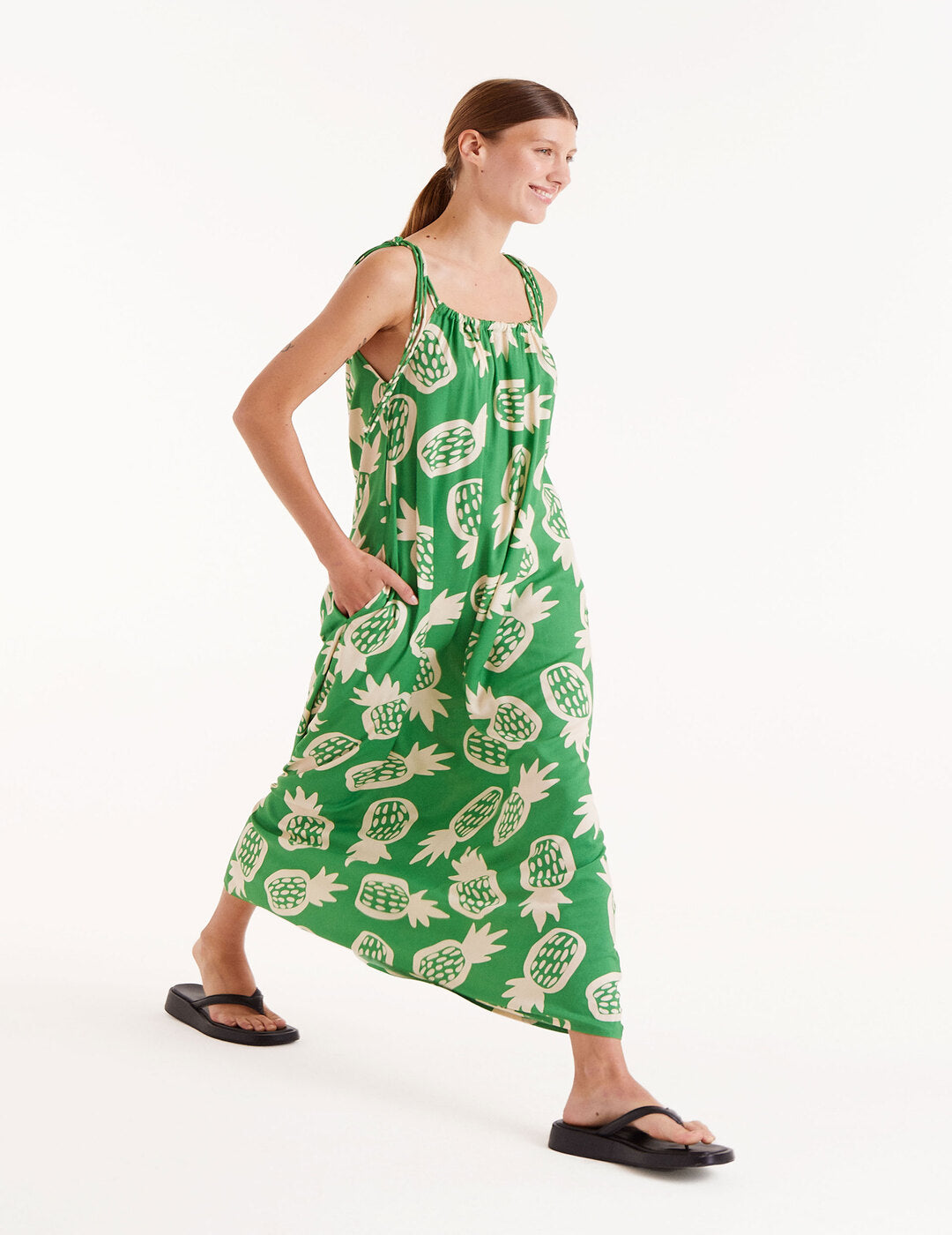 Vestido Compañía Fantástica Largo Estampado Ananas