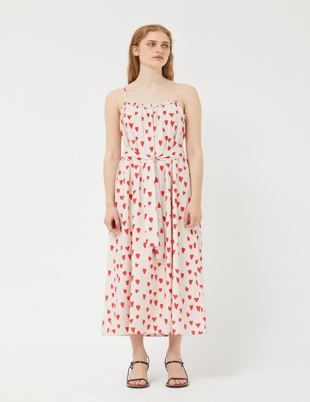 Vestido Compañía Fantástica Largo De Tirantes Estampado De Corazones