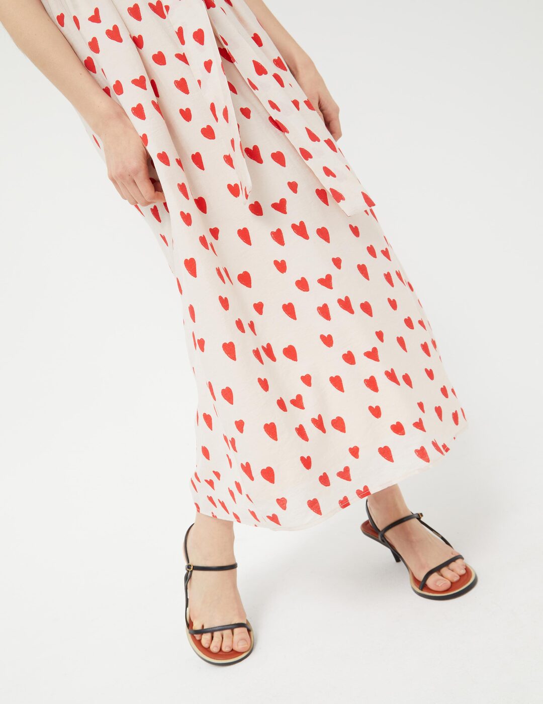 Vestido Compañía Fantástica Largo De Tirantes Estampado De Corazones