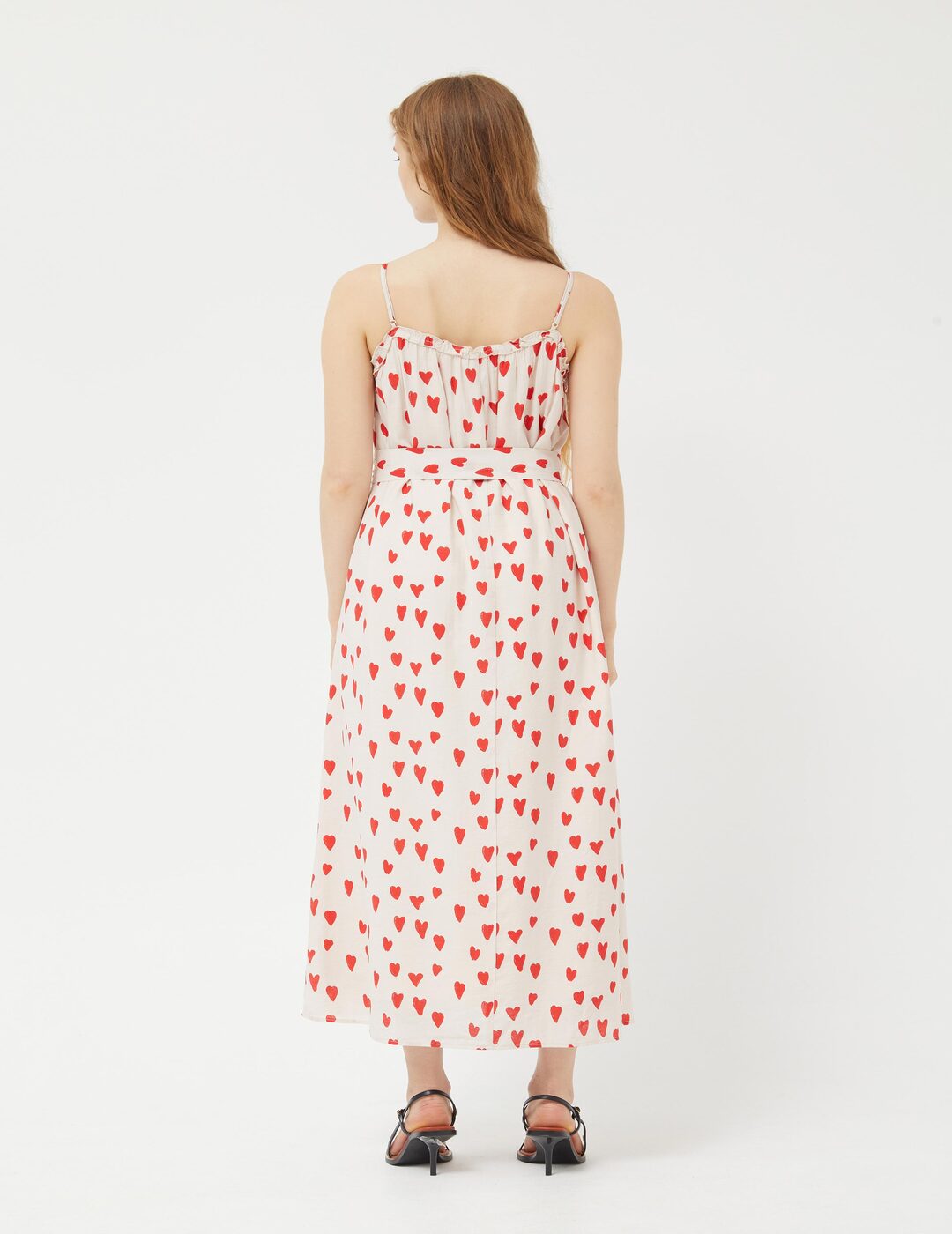 Vestido Compañía Fantástica Largo De Tirantes Estampado De Corazones