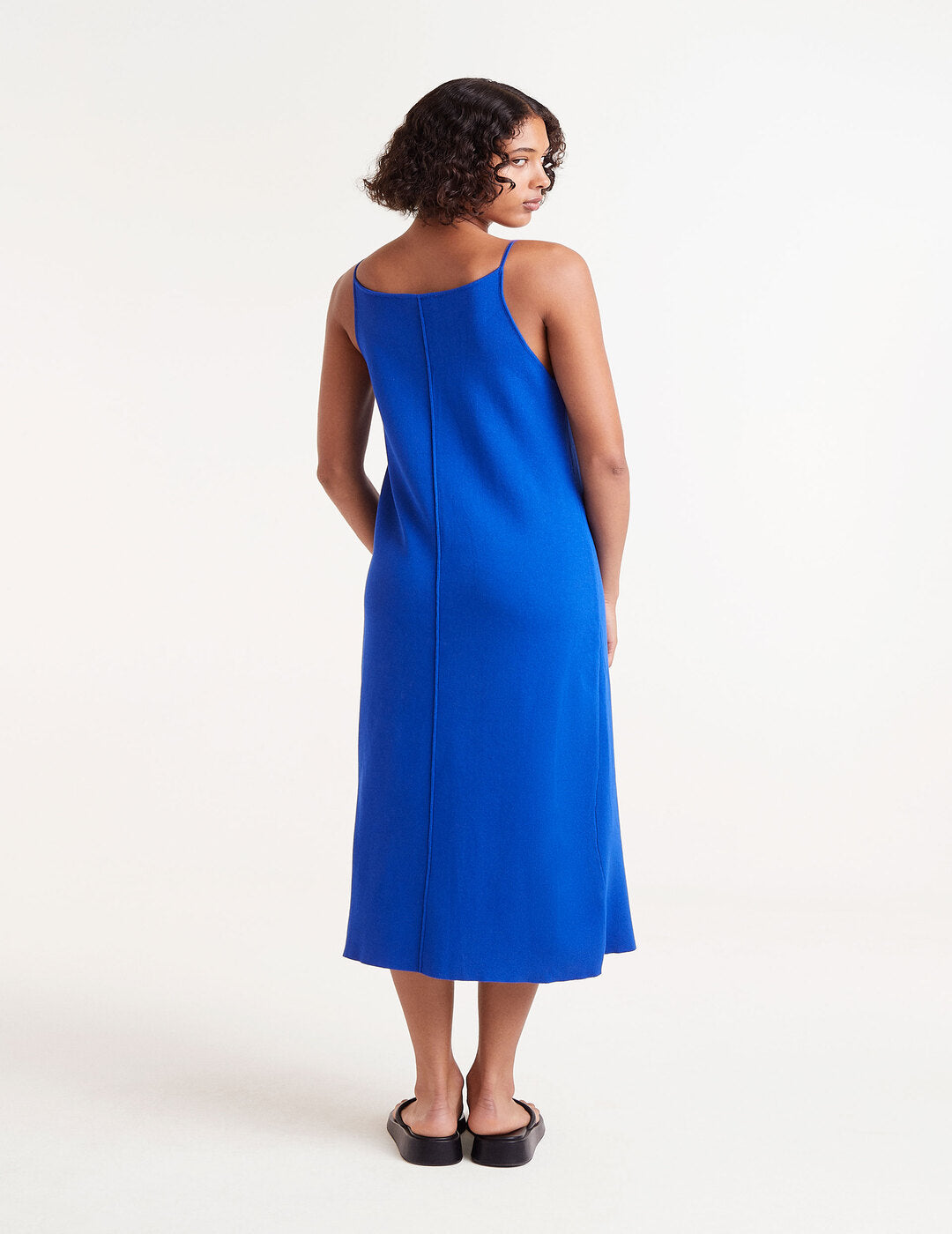 Vestido Compañía Fantástica Midi De Punto Azul