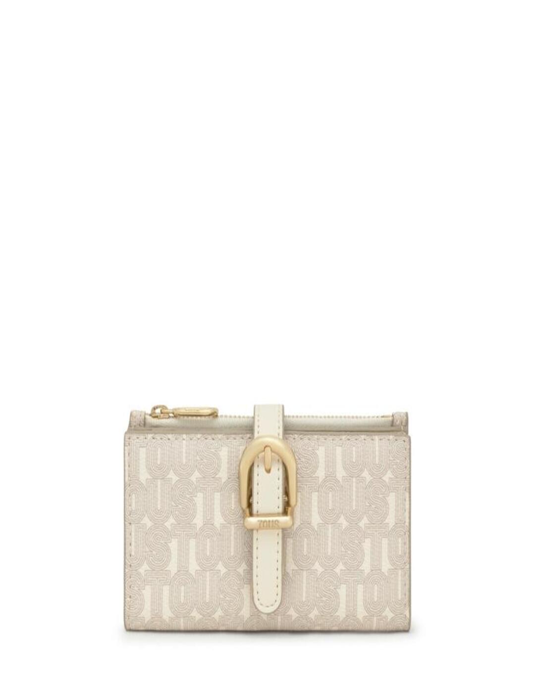 Billetera Tous S Buckles Silhouette Beige