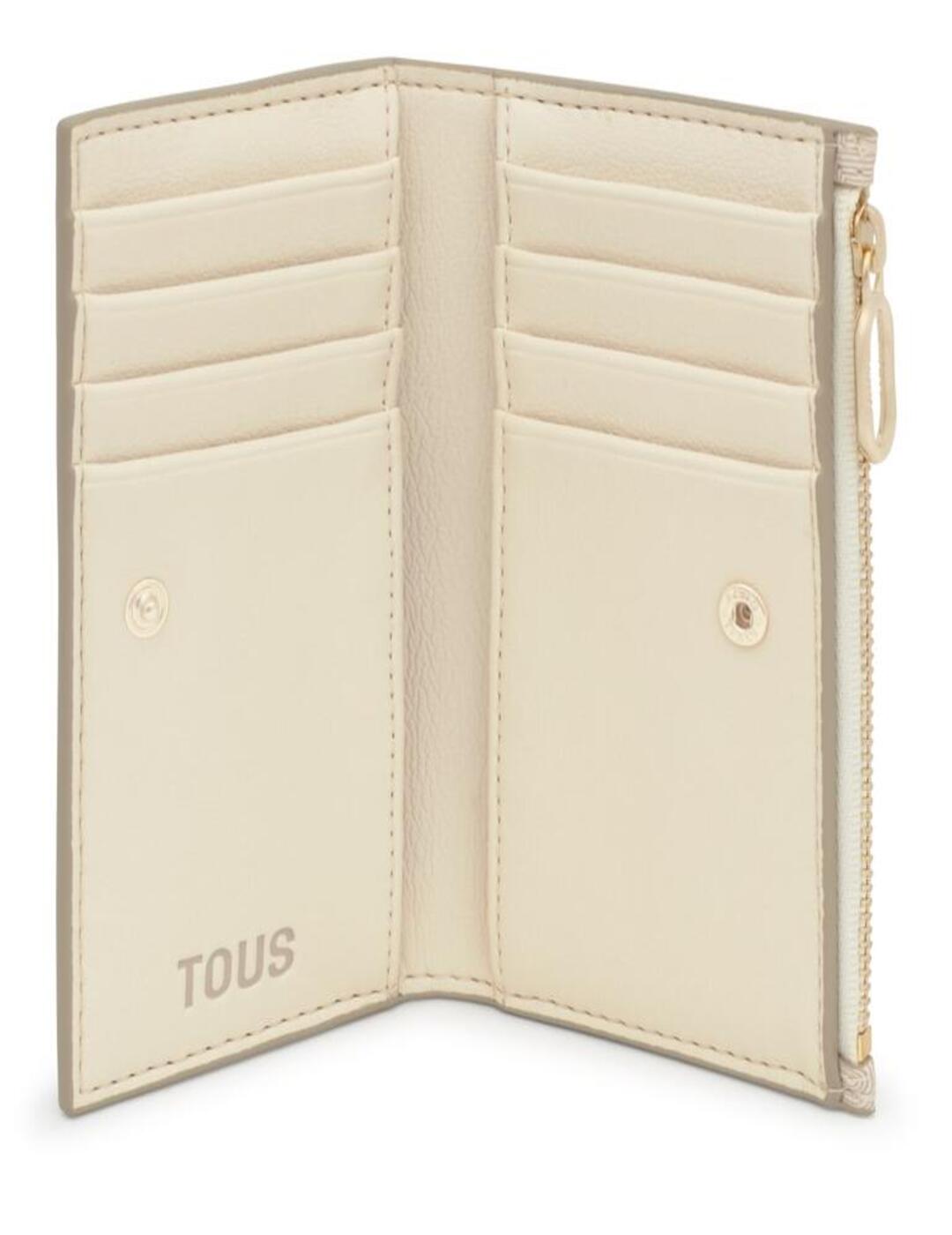 Billetera Tous S Buckles Silhouette Beige