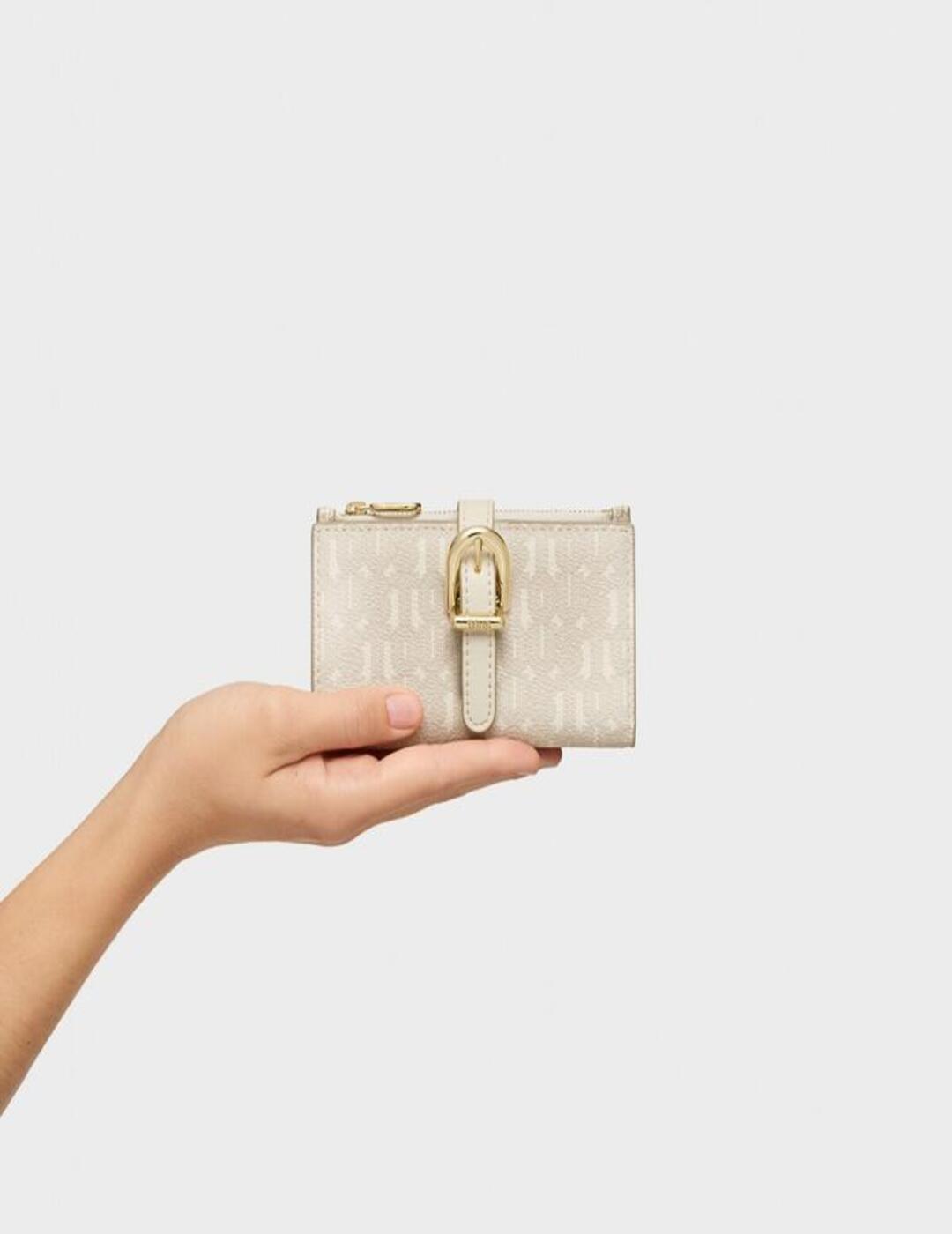 Billetera Tous S Buckles Silhouette Beige
