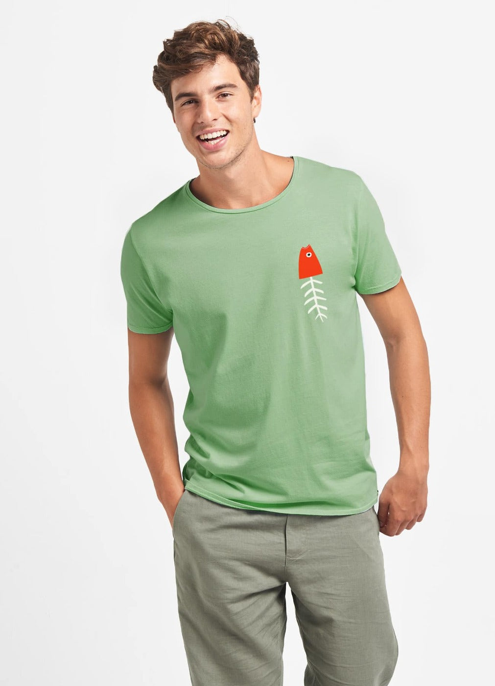 Camiseta Dear Tee hombre FISH-verde