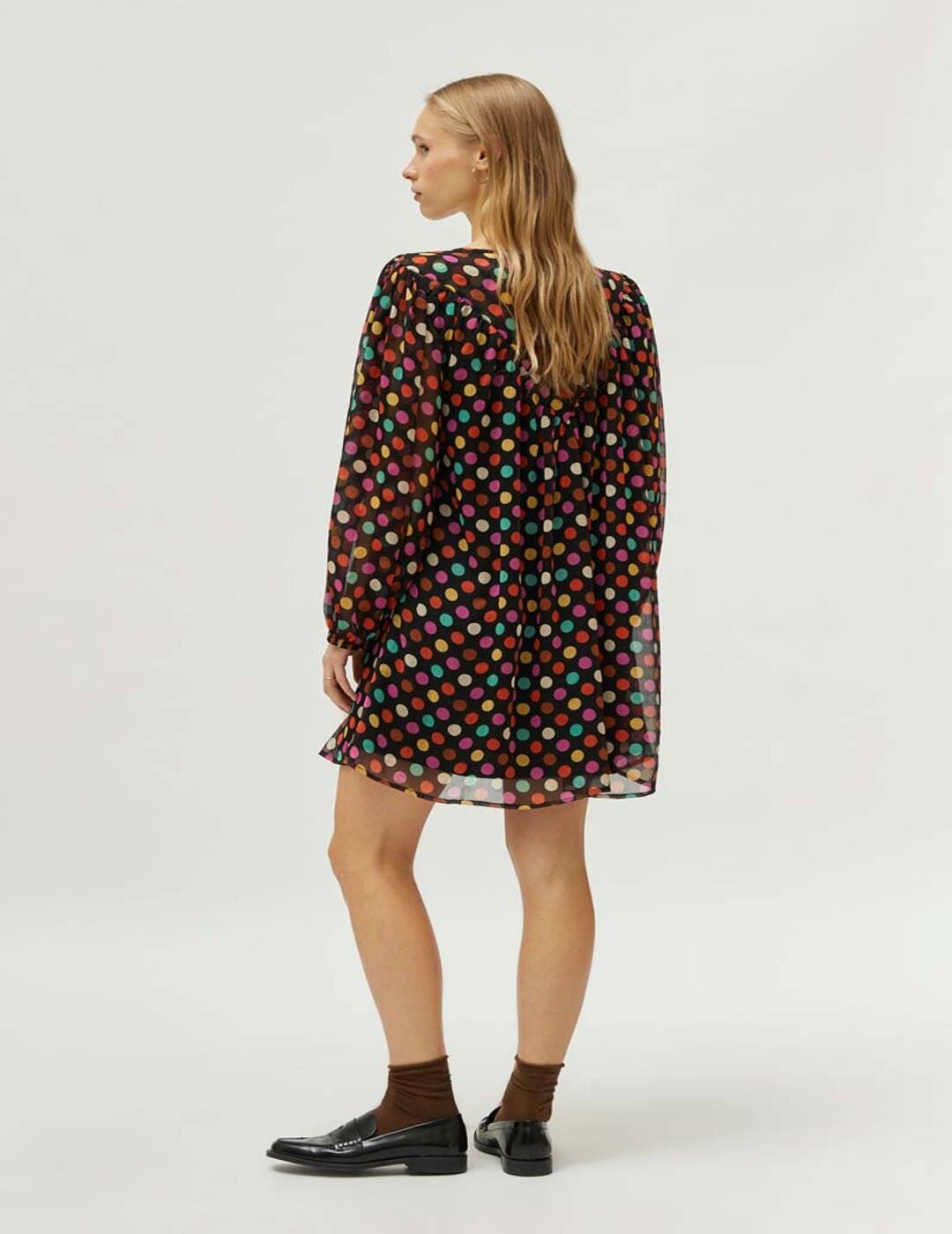 Vestido Compañía Fantástica Corto Estampado De Lunares Multicolor