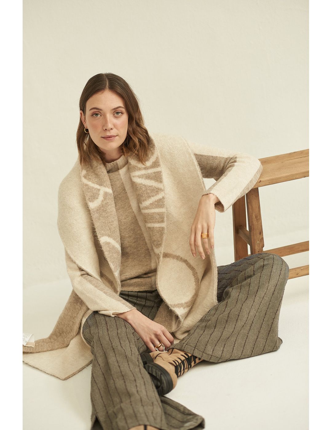 Bufanda Mus&Bombon Mucdu Beige-Crudo