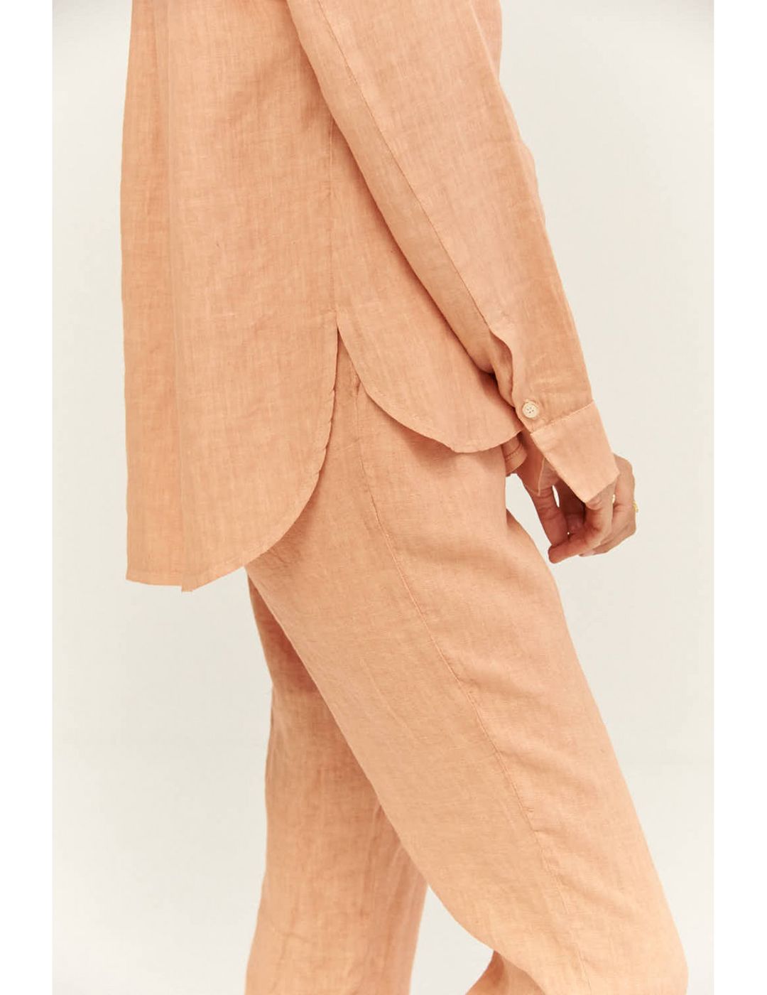 Camisa Mus & Bombon Oversize De Lino Calcinu Rosa Oscuro