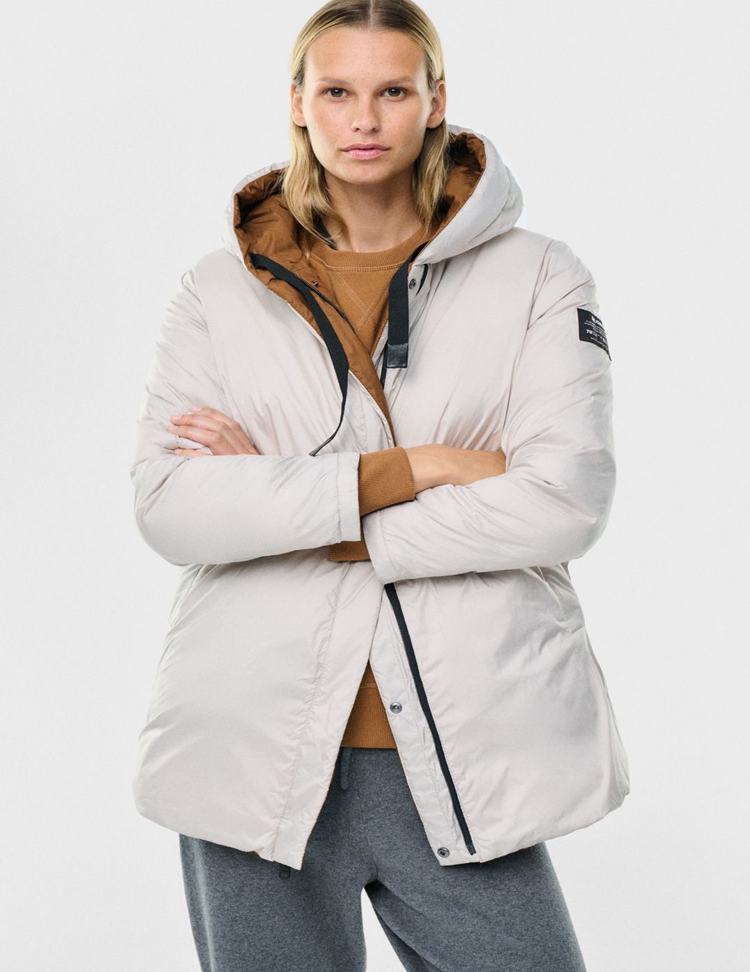 Abrigo Ecoalf Mujer Reversible Noir Walnut