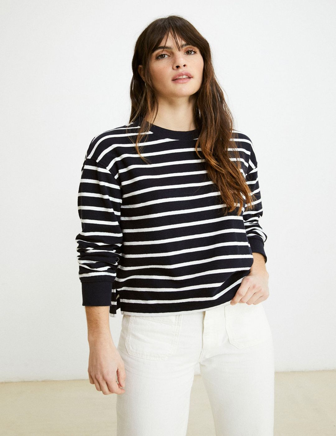 Sudadera eseOese Agodón Orgánico Stripes Off White Navy