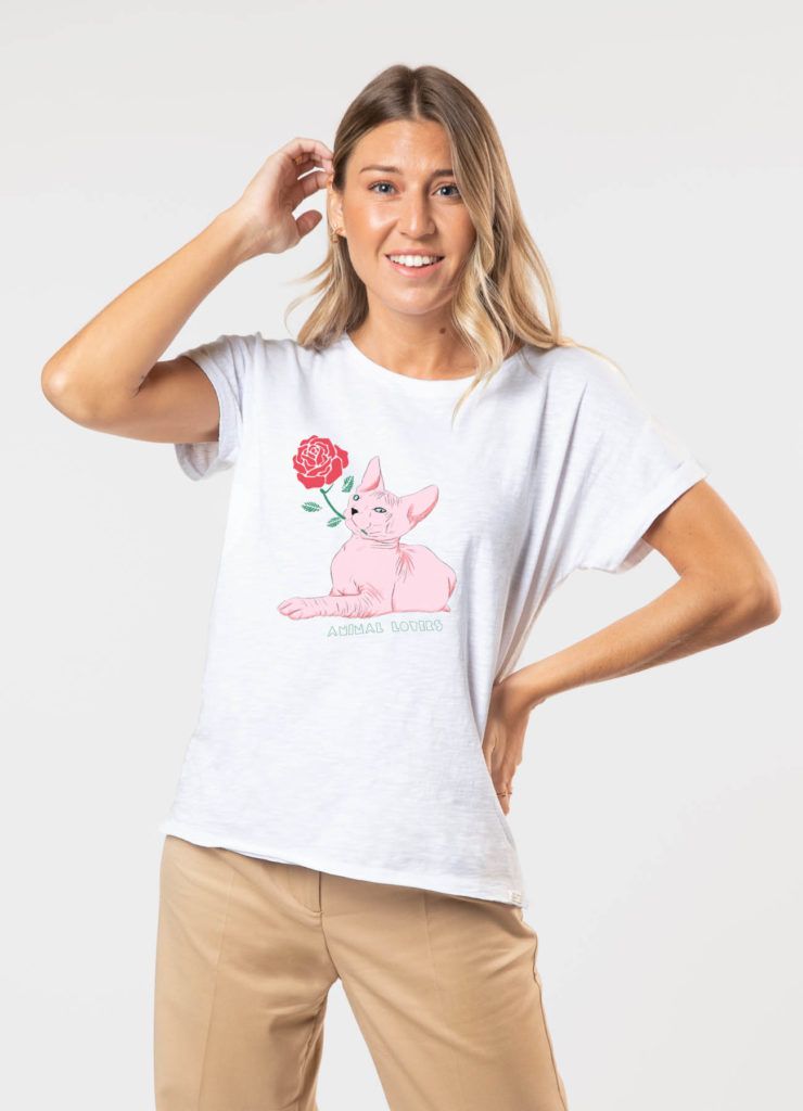 Camiseta Dear Tee mujer ANIMAL LOVER-white