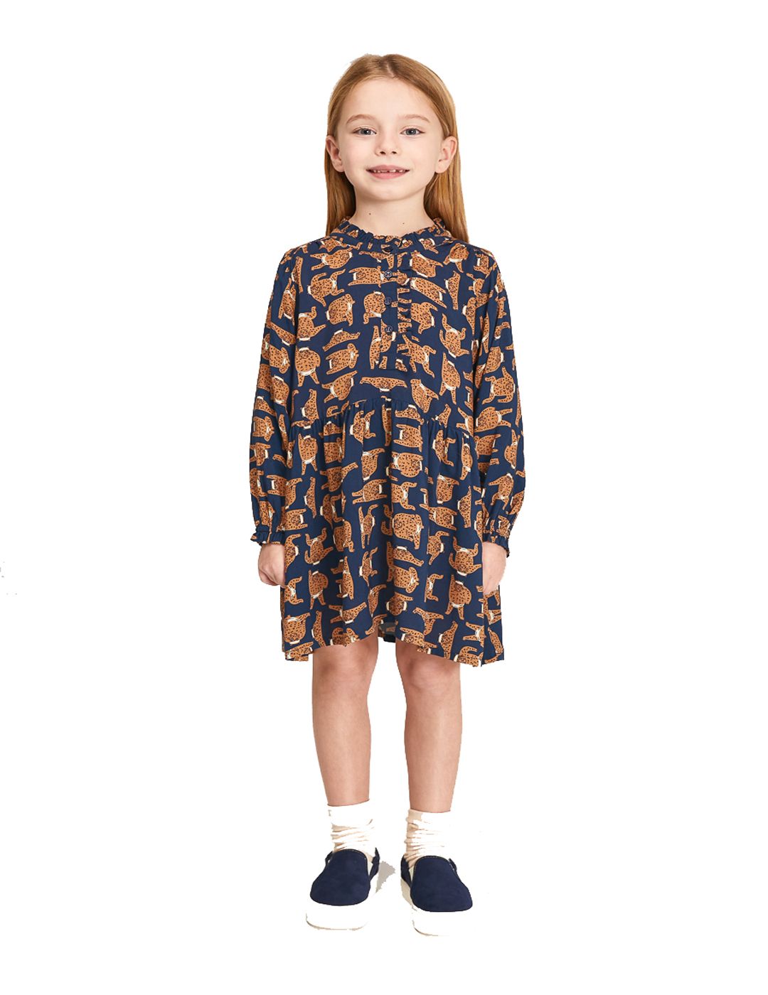 Vestido Compañía Fantástica Mini Con Cuello Redondo Y Animal Print De Kungfu