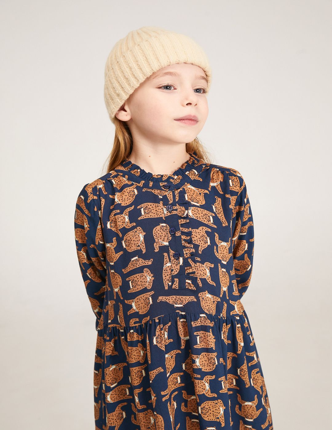 Vestido Compañía Fantástica Mini Con Cuello Redondo Y Animal Print De Kungfu