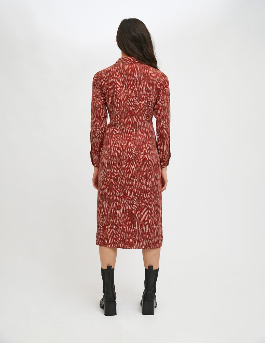 Vestido Compañí­a Fantástica Camisero Midi Con MIicroestampado