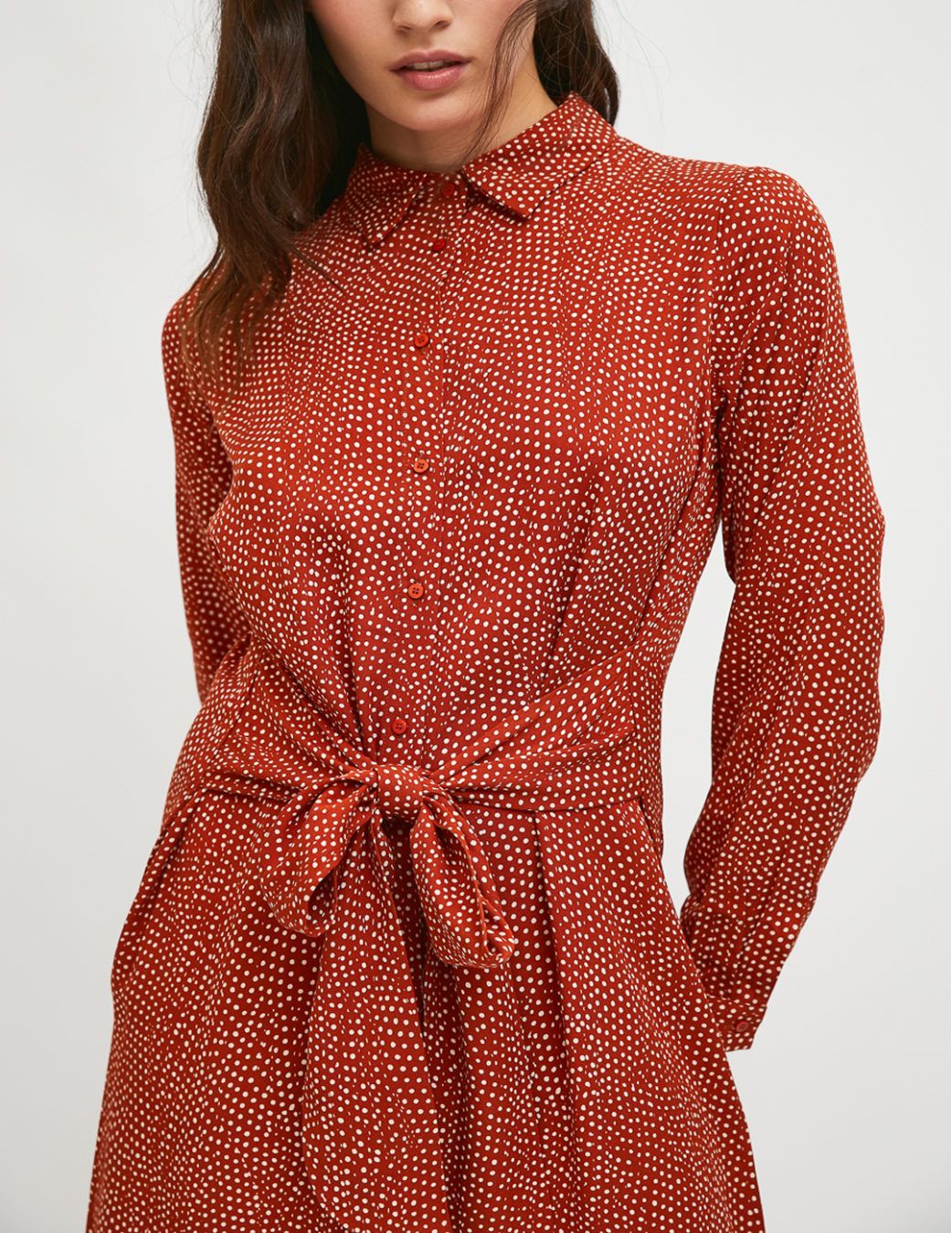 Vestido Compañí­a Fantástica Camisero Midi Con MIicroestampado