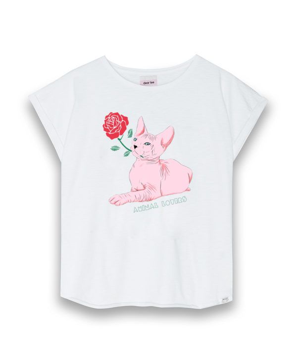 Camiseta Dear Tee mujer ANIMAL LOVER-white